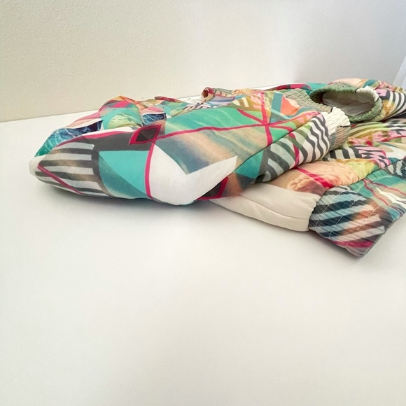 Maje Silk Bomber Jacket Multicolor Abstract Print Size 36 XS - Small - Picture 11 of 16